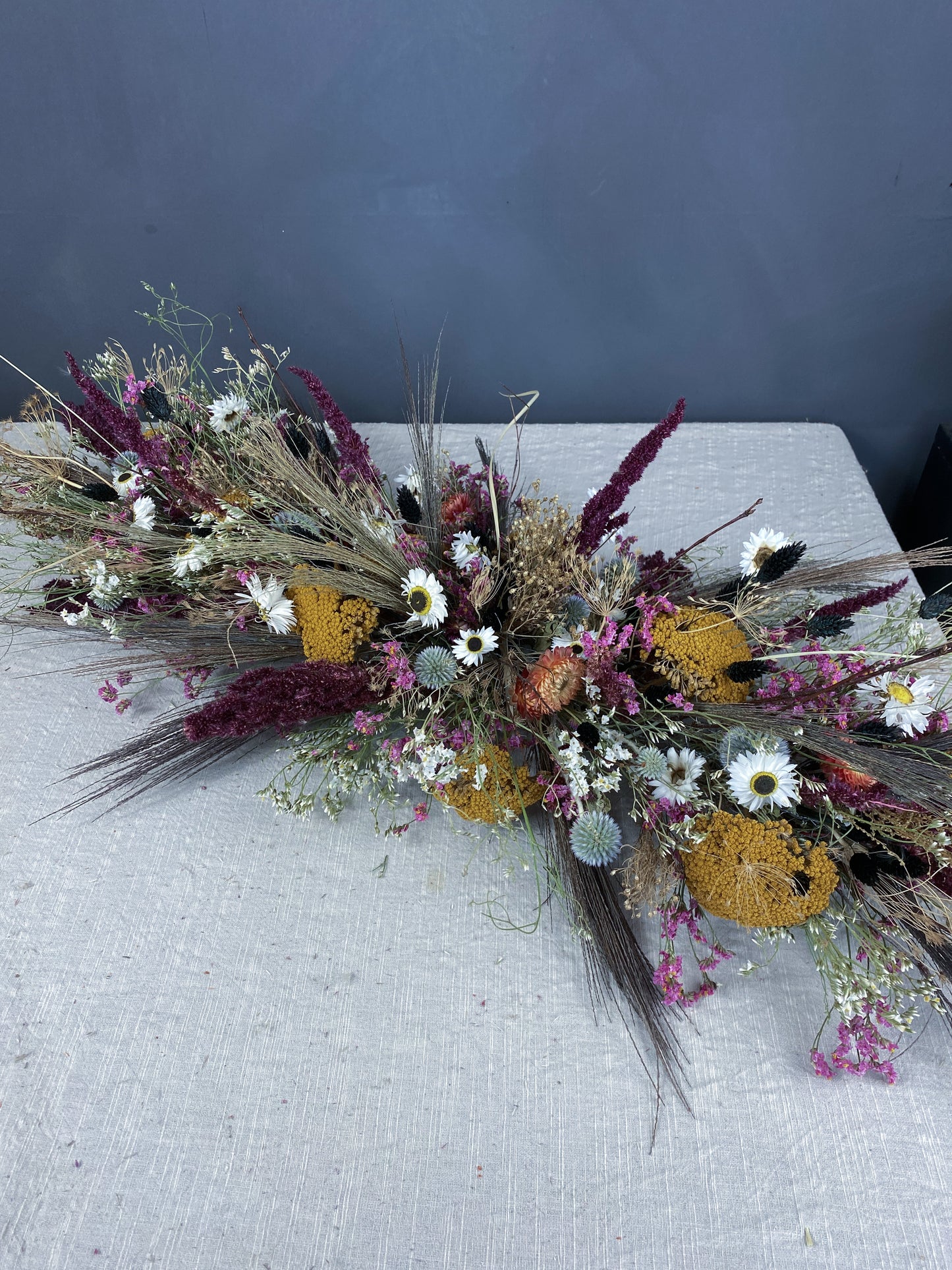 Dried flower garland - wedding centrepiece - wildflowers - dried wedding flowers UK delivery