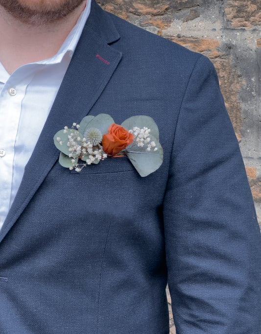 Penny dried pocket flowers - dried wedding flowers burnt orange & green - delivered uk