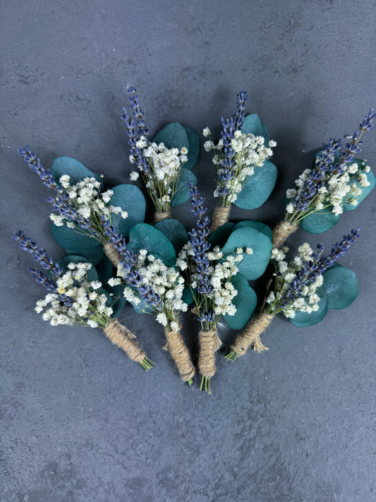 Serena dried flower buttonhole - baby’s breath - dried wedding flowers UK delivery