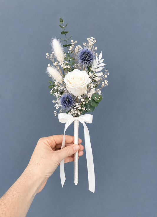 Laurel dried flower girl wand