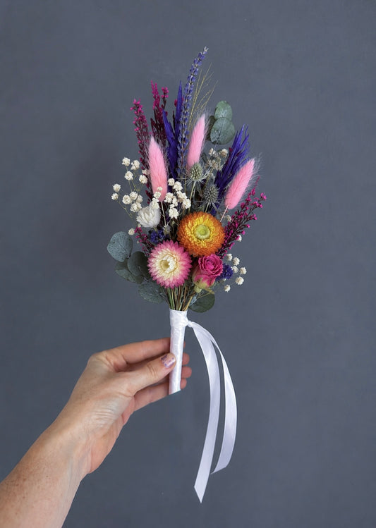 Dahlia dried flower girl wand