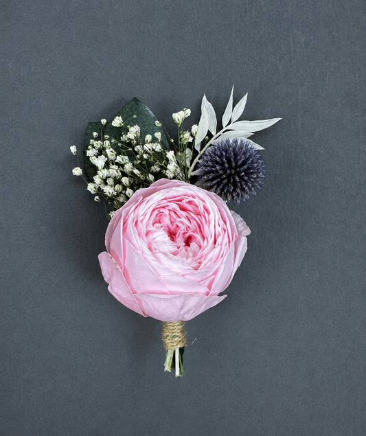 Peony dried flower buttonhole