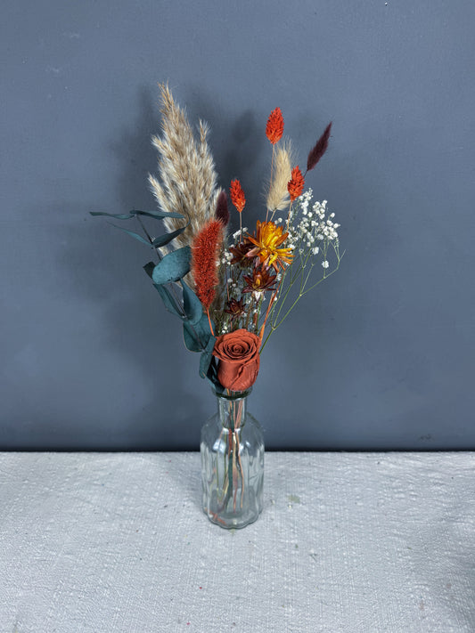 Dried flower wedding centrepieces / bottle size