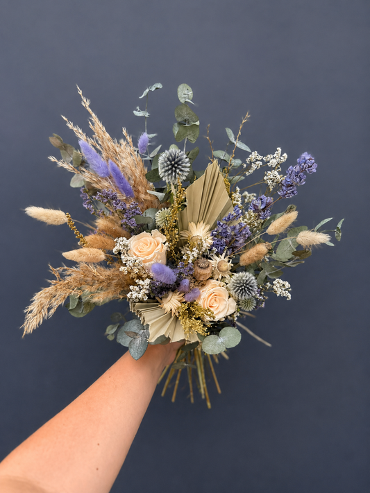 Violet dried bridal bouquet