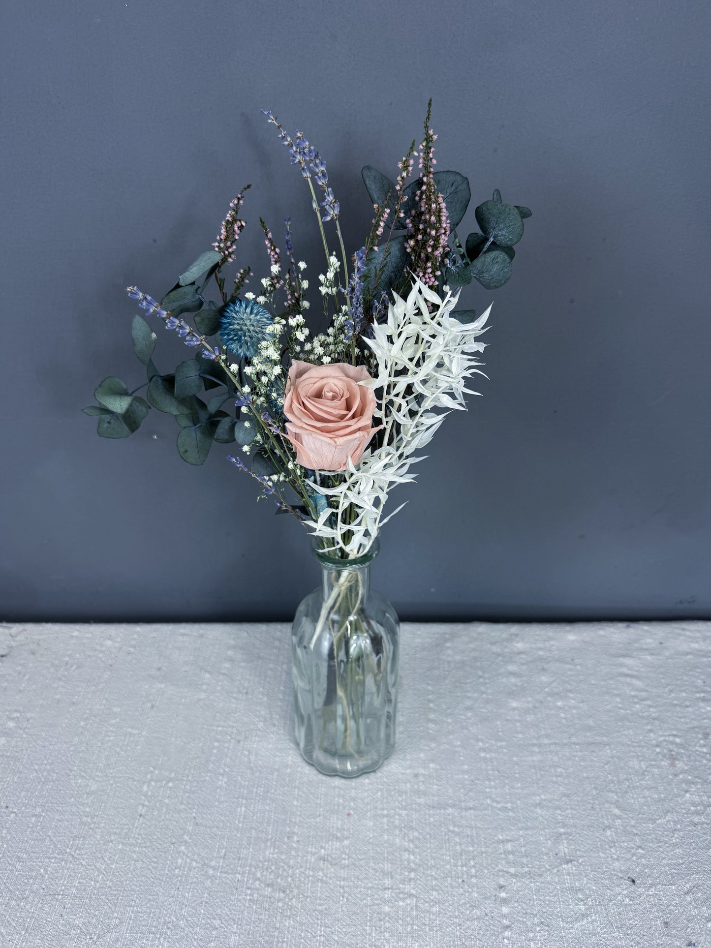 Dried flower wedding centrepieces / bottle size