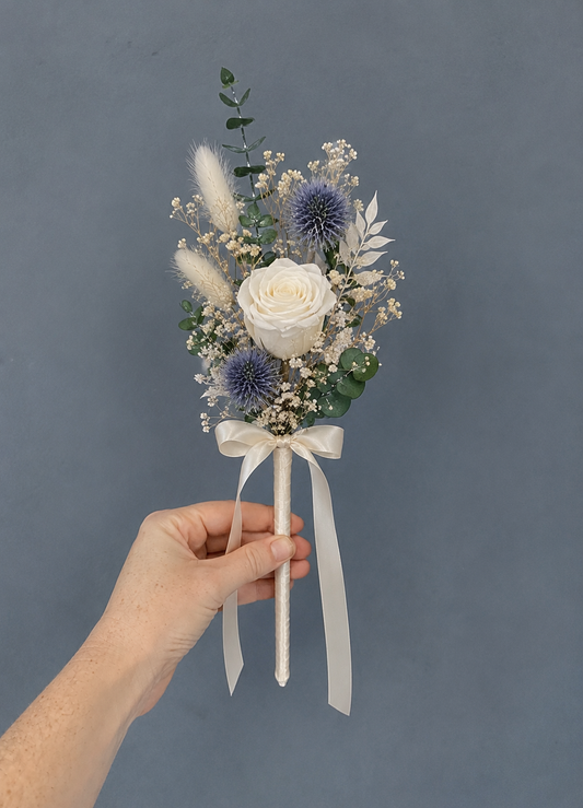 Laurel dried flower girl wand