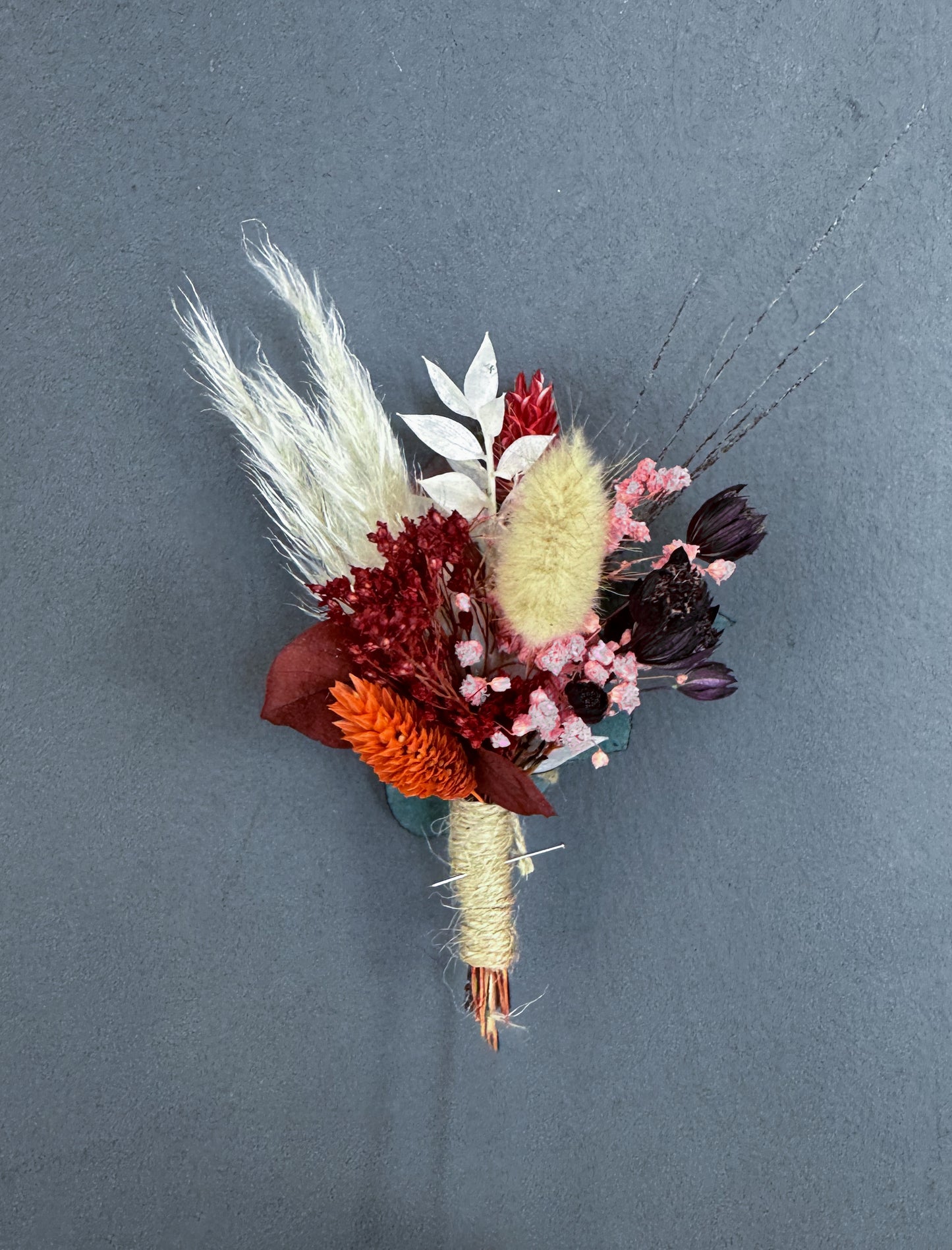 Jenni dried flower buttonhole