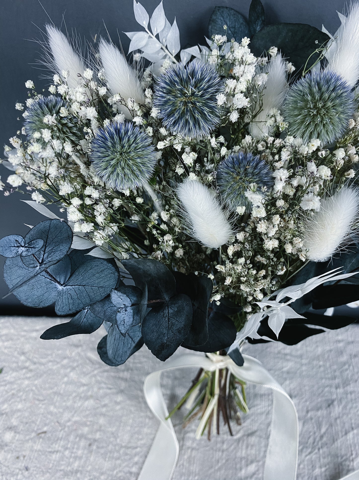 Laurel dried flower bridesmaid bouquet