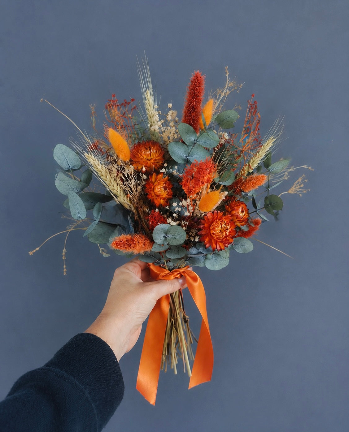 Sara dried flower bridesmaid bouquet