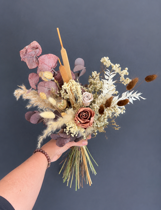 Sylvie dried flower bridesmaid bouquet