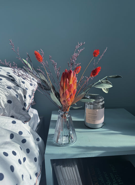 Opal dried flower bud arrangement