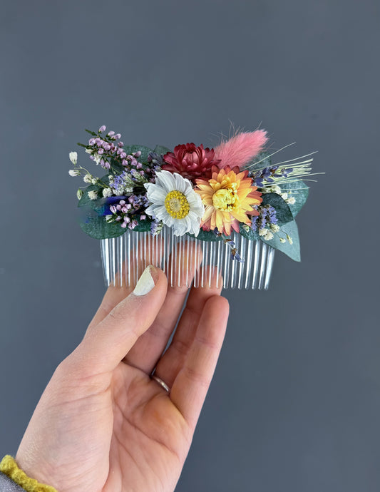 Dahlia dried flower comb