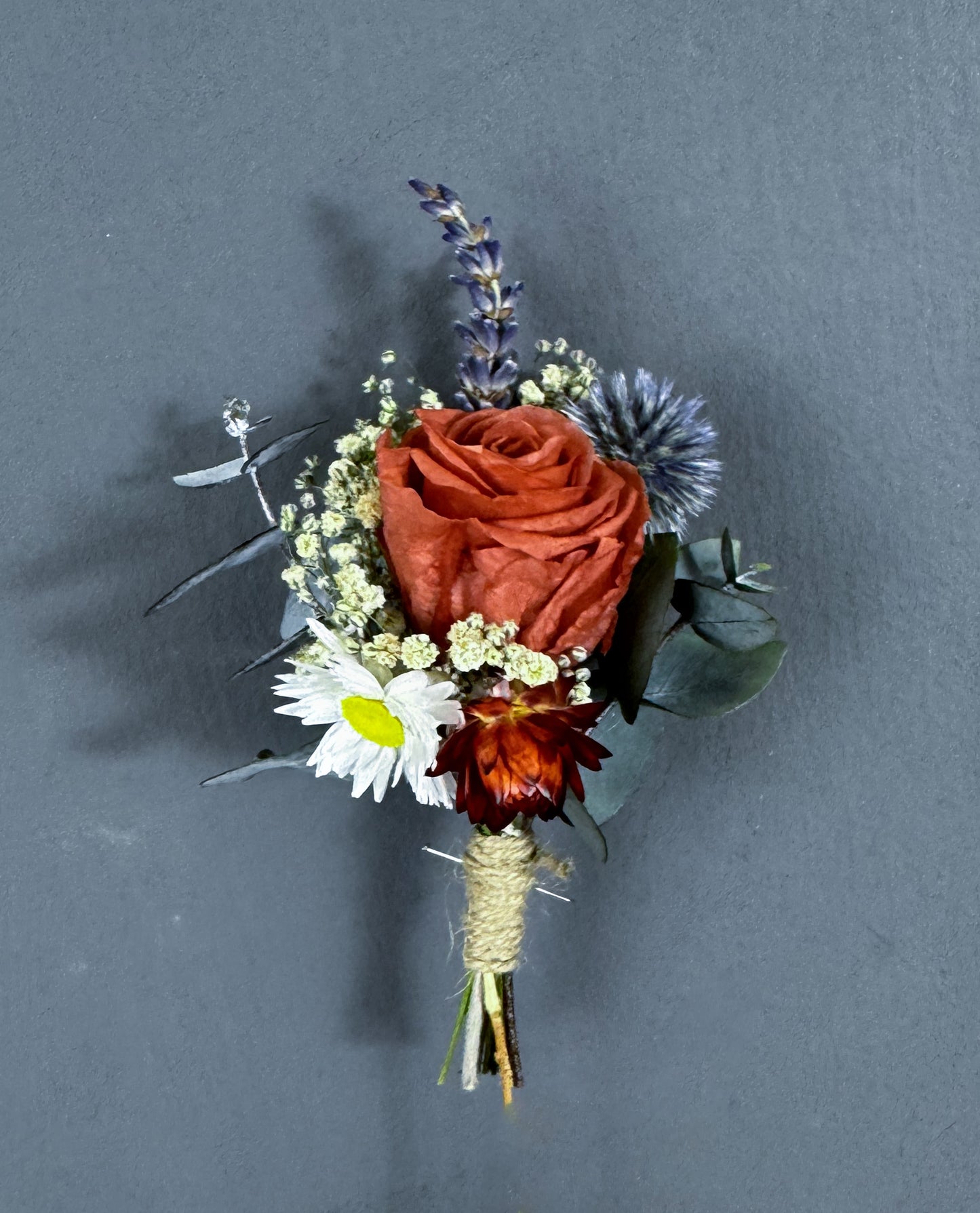 Mae dried flower buttonhole