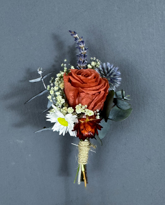 Mae dried flower buttonhole