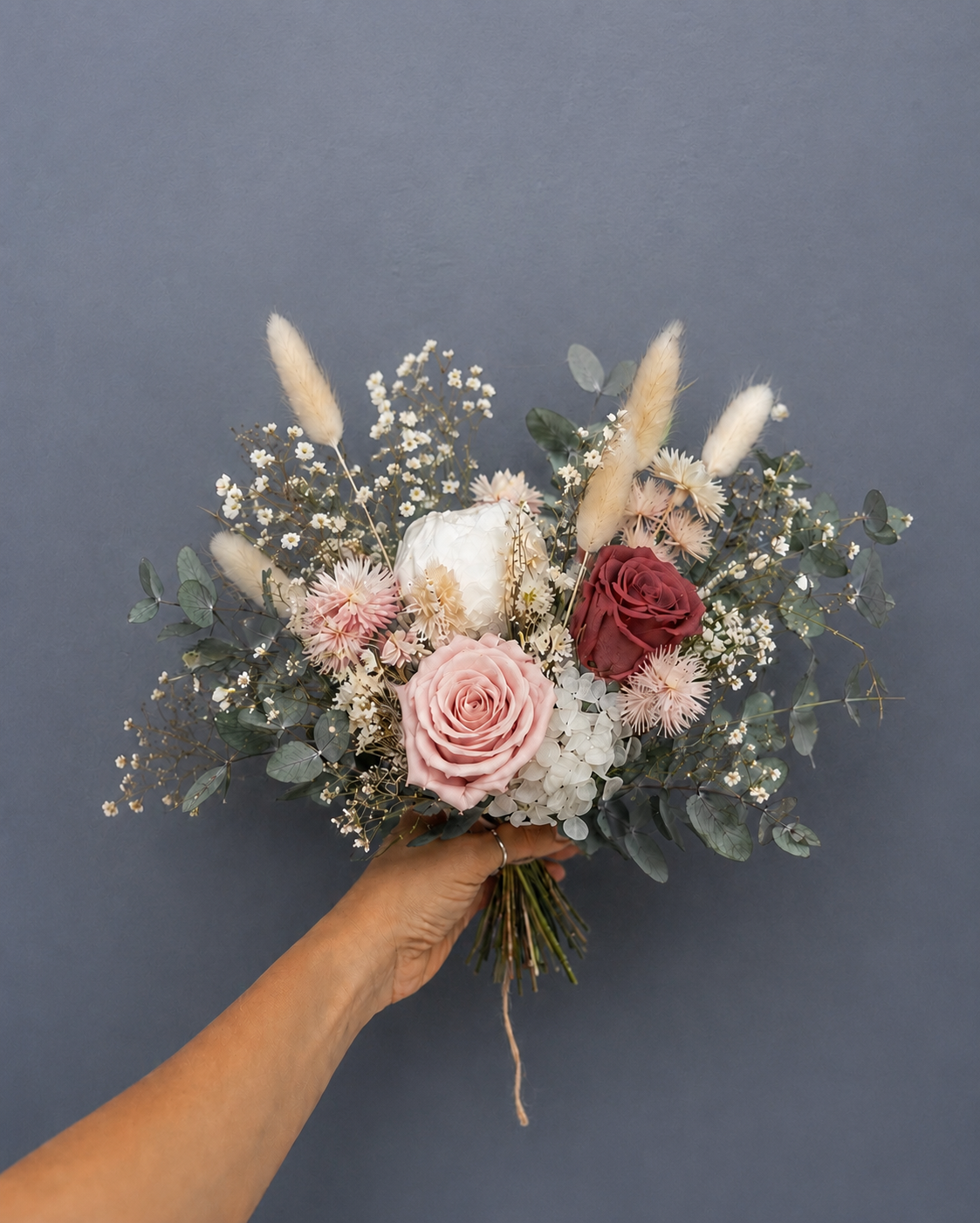 Ophelia dried flower bridesmaid bouquet