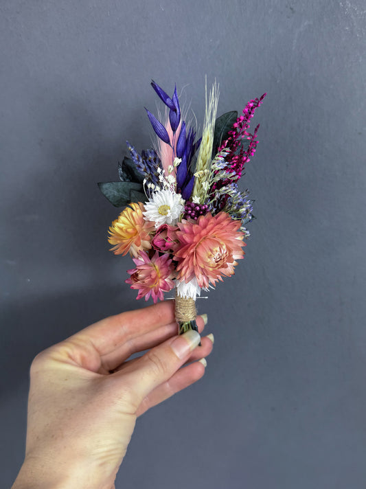 Dahlia dried wildflower buttonhole