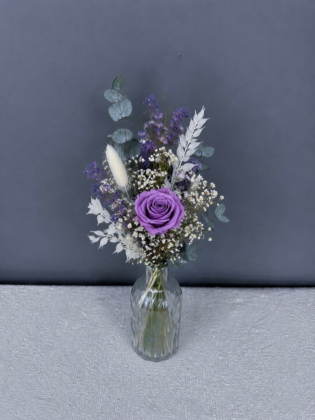 Dried flower wedding centrepieces / bottle size