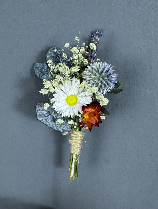Mae dried flower buttonhole