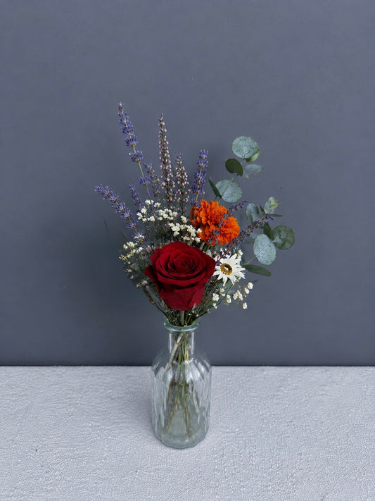 Dried flower wedding centrepieces / bottle size