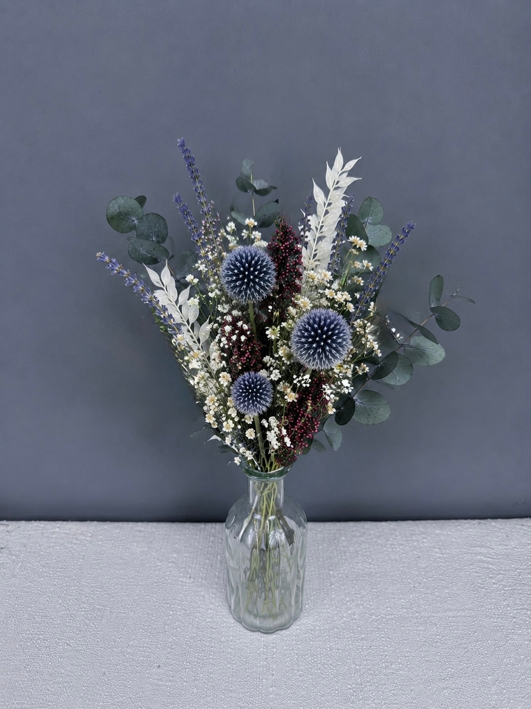 Dried flower wedding centrepieces / bottle size