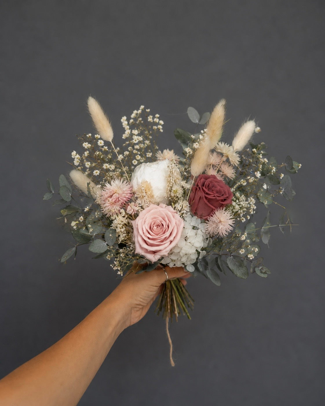 Ophelia dried flower bridesmaid bouquet