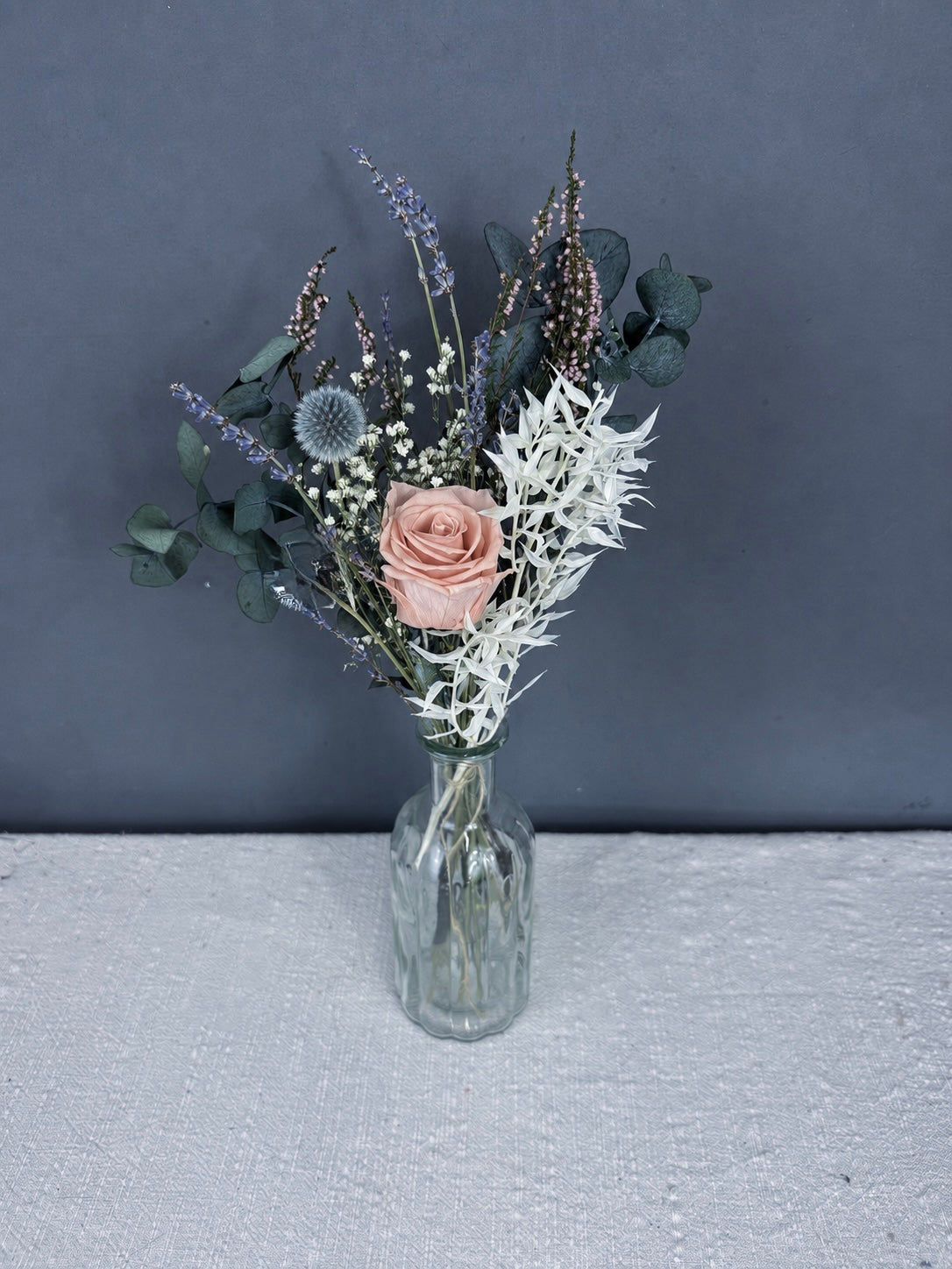Dried flower wedding centrepieces / bottle size