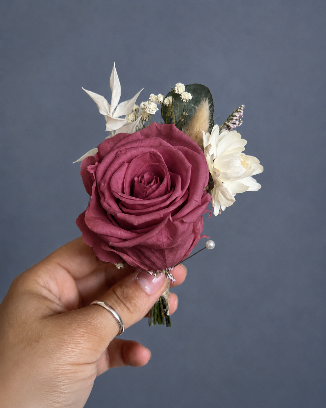 Ophelia dried flower buttonhole