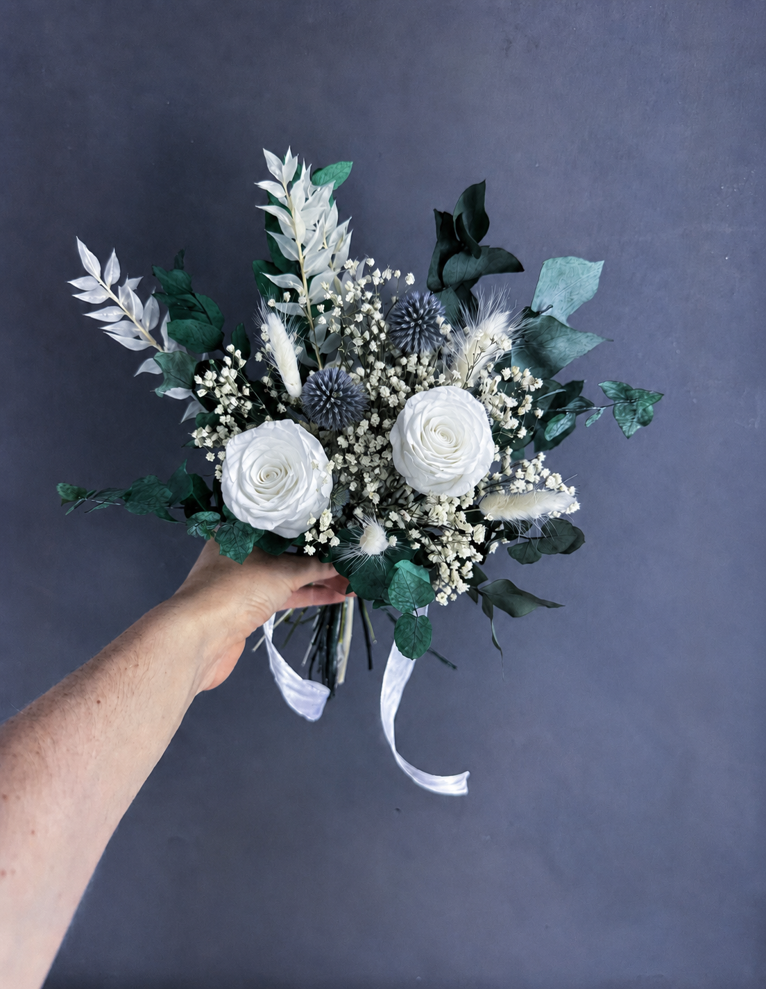 Laurel dried flower bridesmaid bouquet