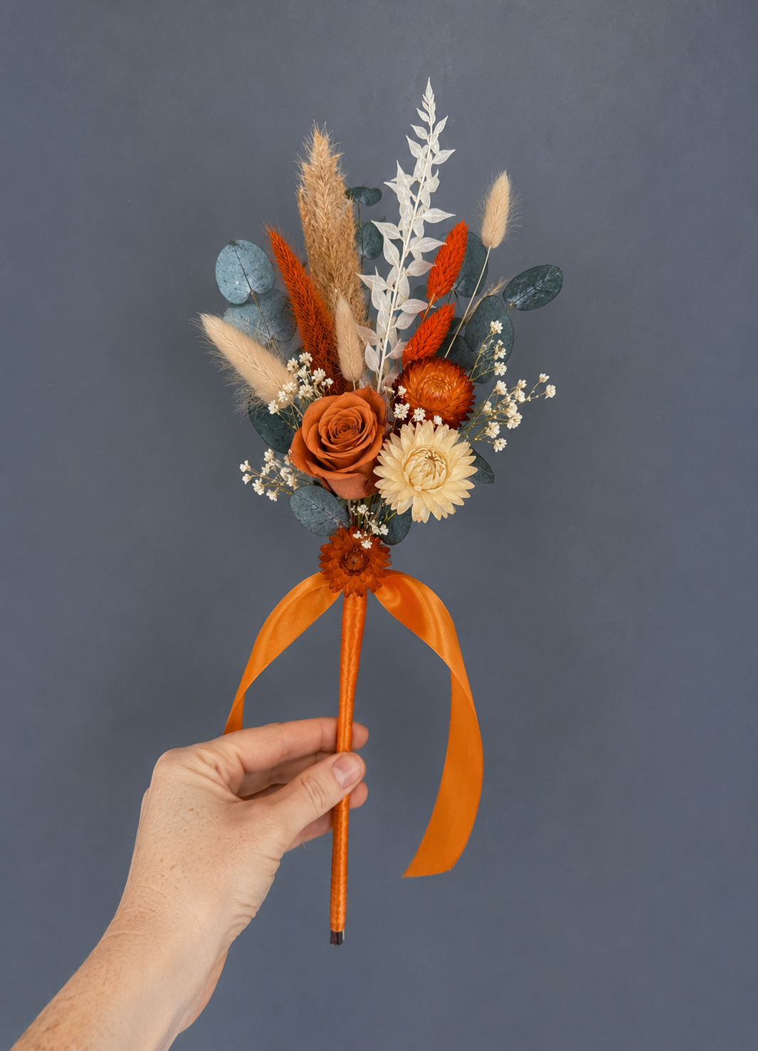 Pearl dried flower girl wand