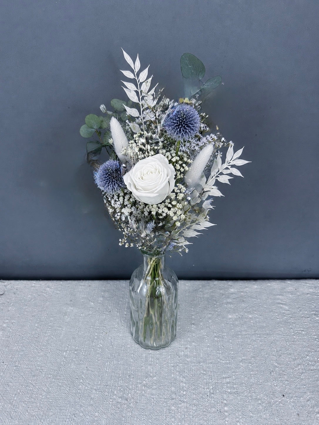 Dried flower wedding centrepieces / bottle size