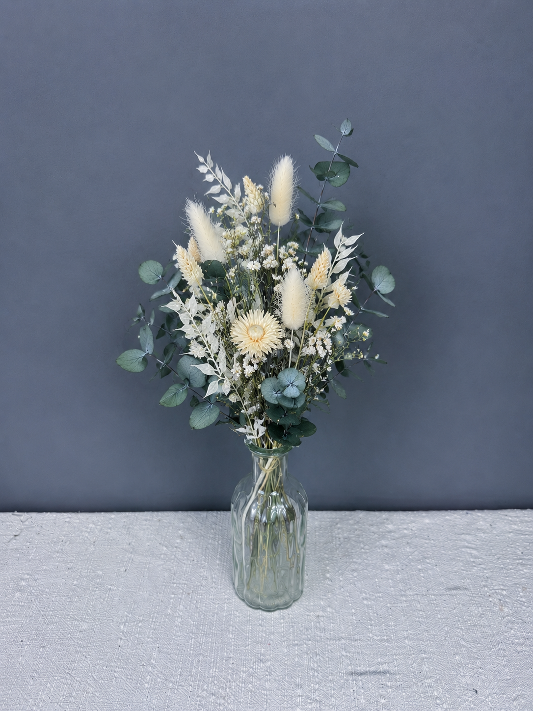 Dried flower wedding centrepieces / bottle size