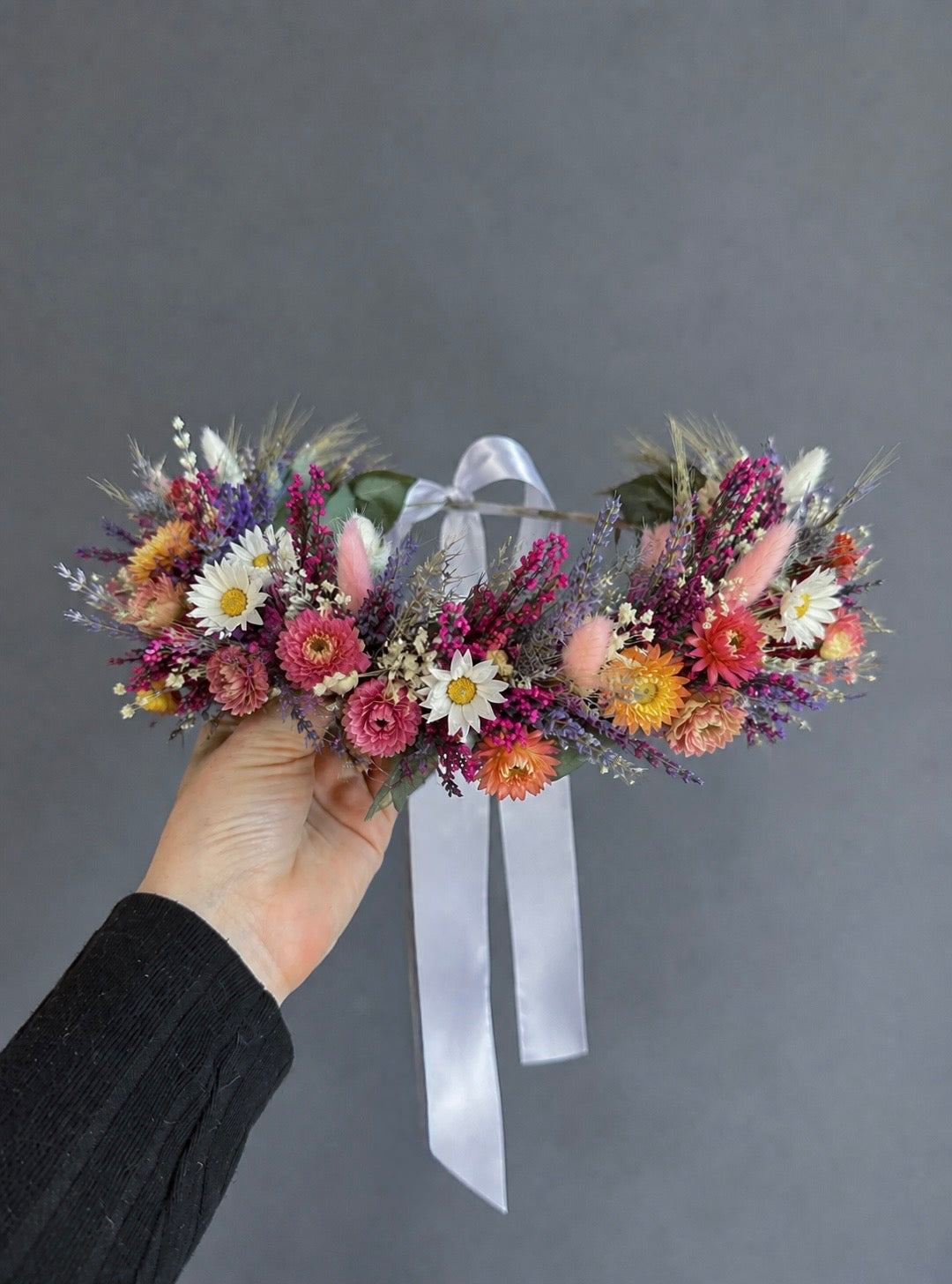 Dahlia dried flower crown