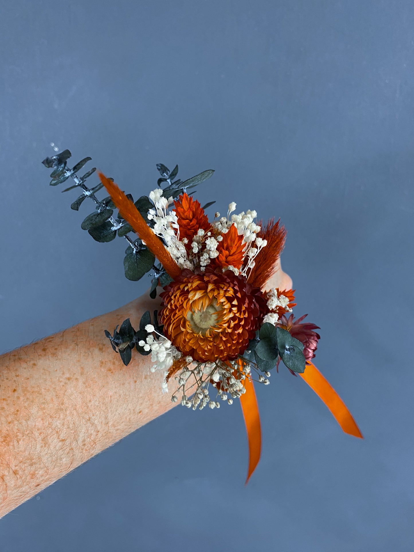 Mara dried flower wrist corsage