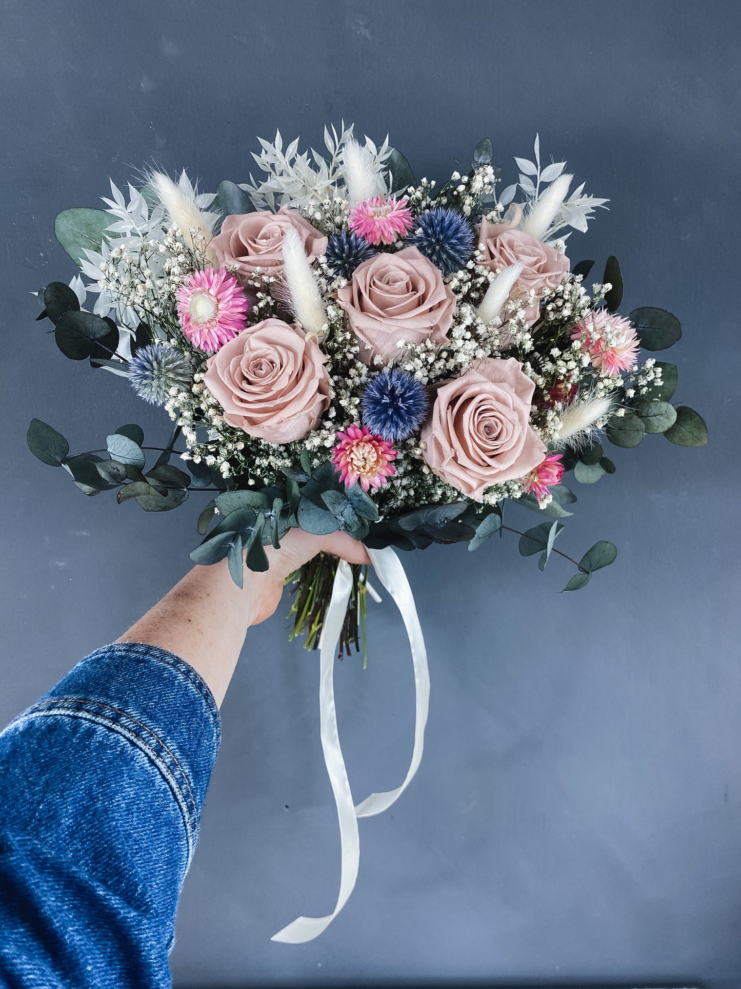 Cat dried flower bridal bouquet